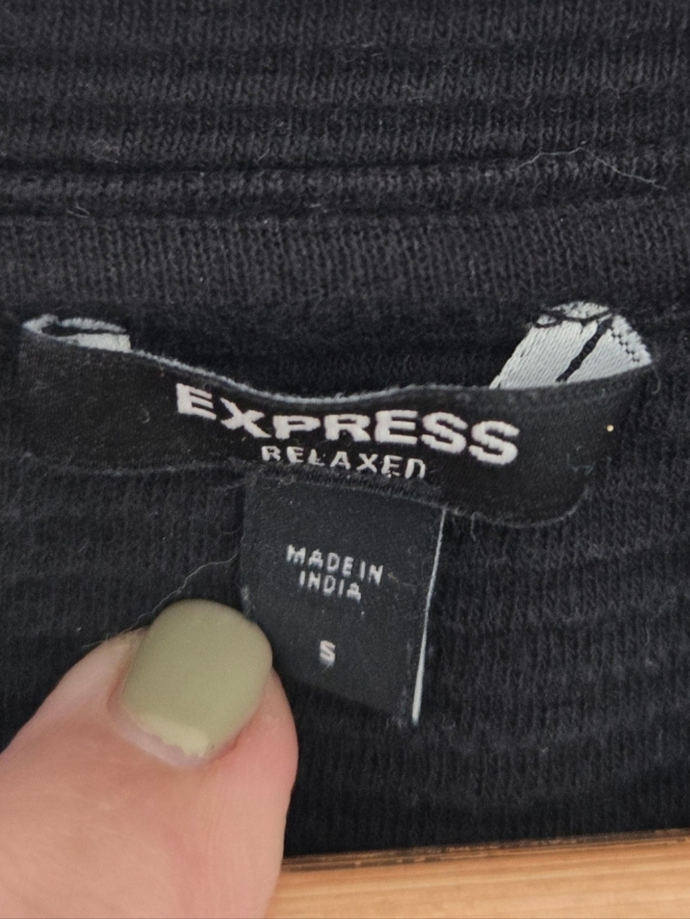 Express Relaxed Ribbed Knit Tee Black Size Small Minimalist Basic - Picture 2 of 3